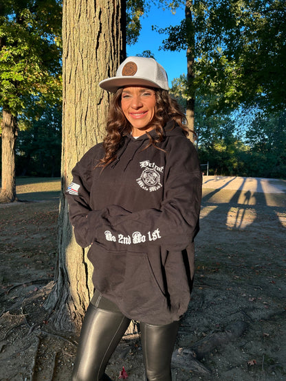 Snap Back Cap - All Black Trucker Hat with Natural Leather Moto Vation Patch