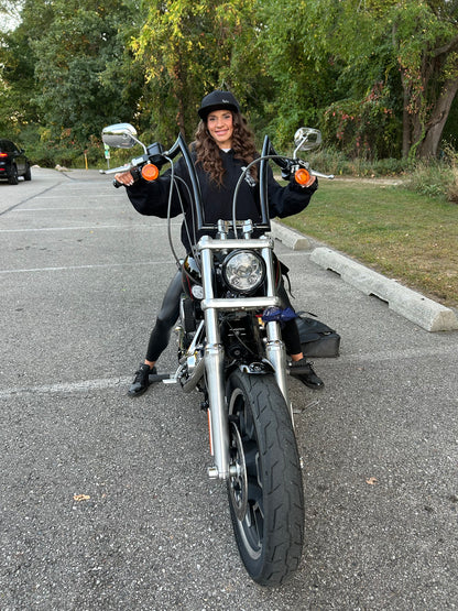 Snap Back Cap - All Black Trucker Hat with Natural Leather Moto Vation Patch
