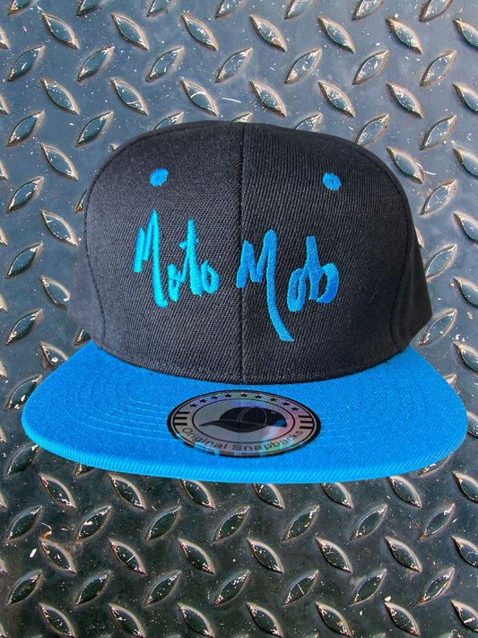 6 Inch Panel Snap Back Cap - Black with Blue